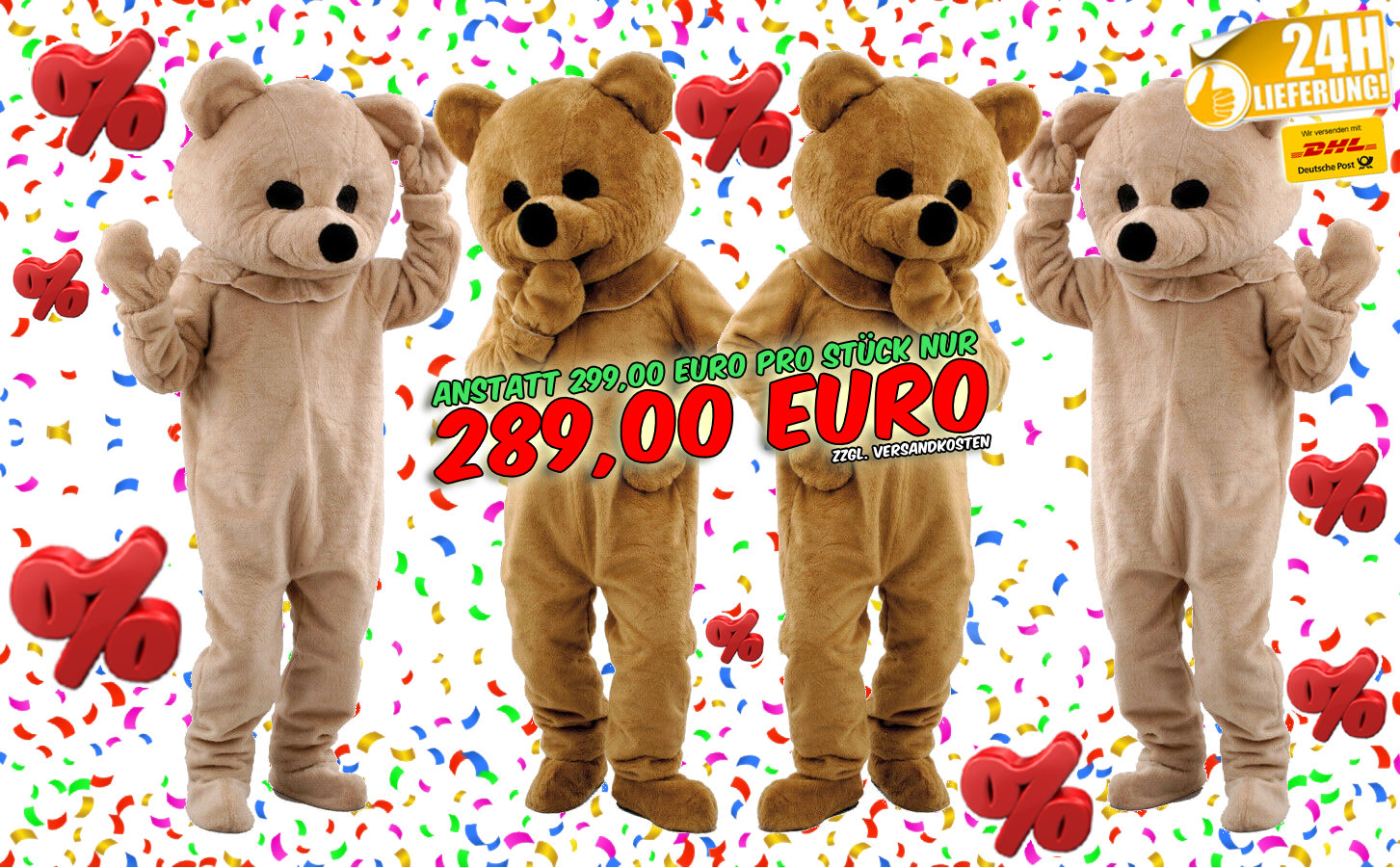Bären Kostüm Karneval günstig kaufen 3p